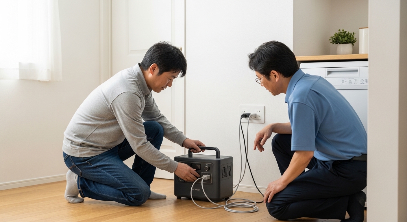 キャンプ用冷蔵庫とポータブル電源活用のイメージ