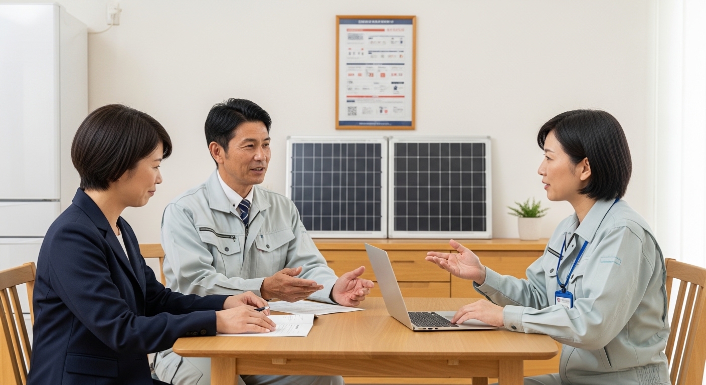 家庭用太陽光発電の家庭用蓄電池整備を表すイメージ画像