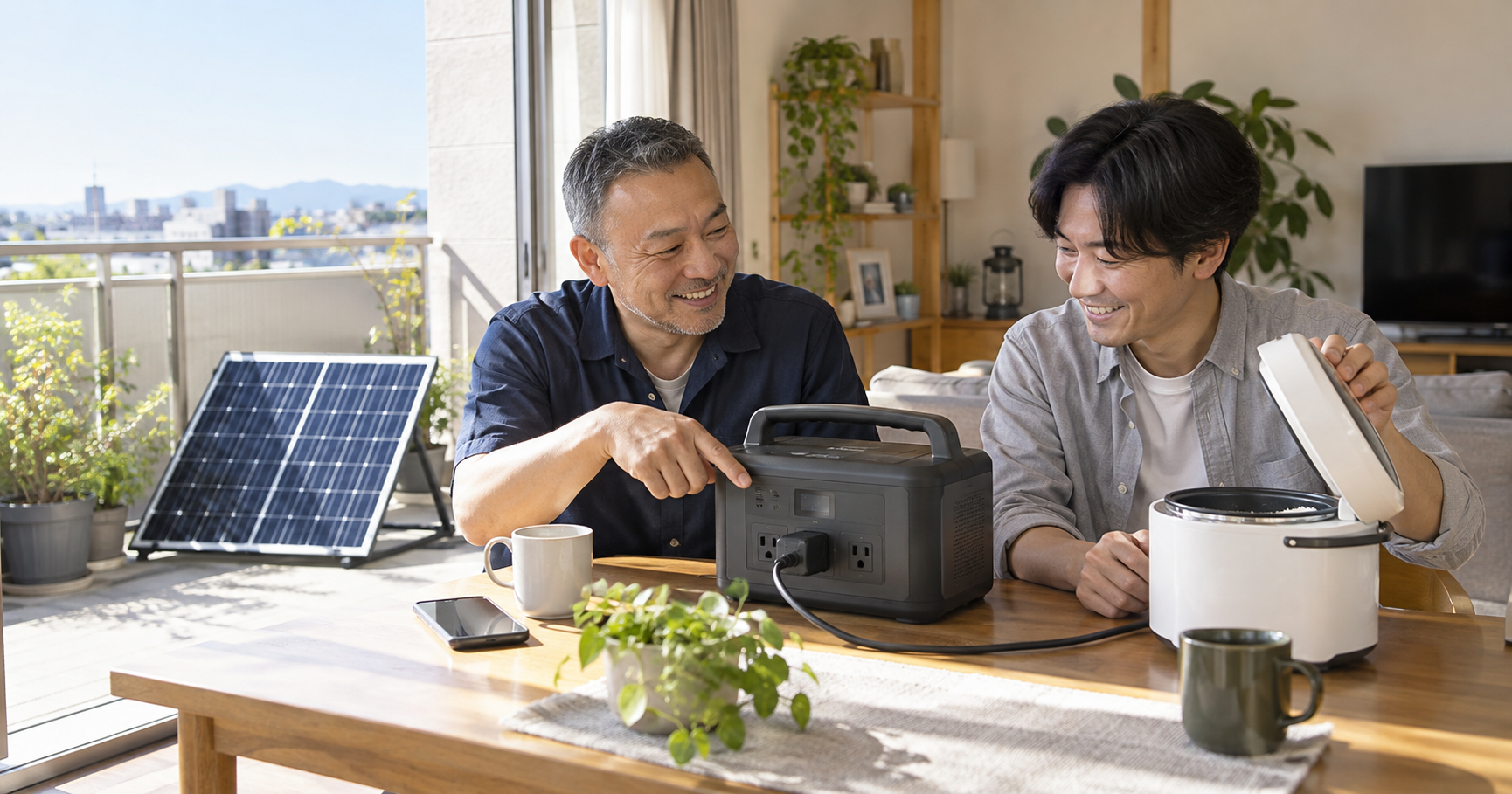 ポータブル電源で電気代を抑える様子を表すイメージ画像